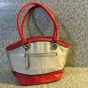 Tignanello pink and white satchel bag